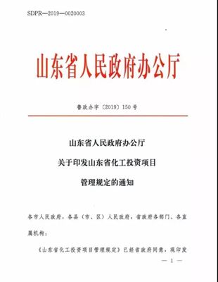 今后山东化工项目投资咋管理?这份官方文件说明白了